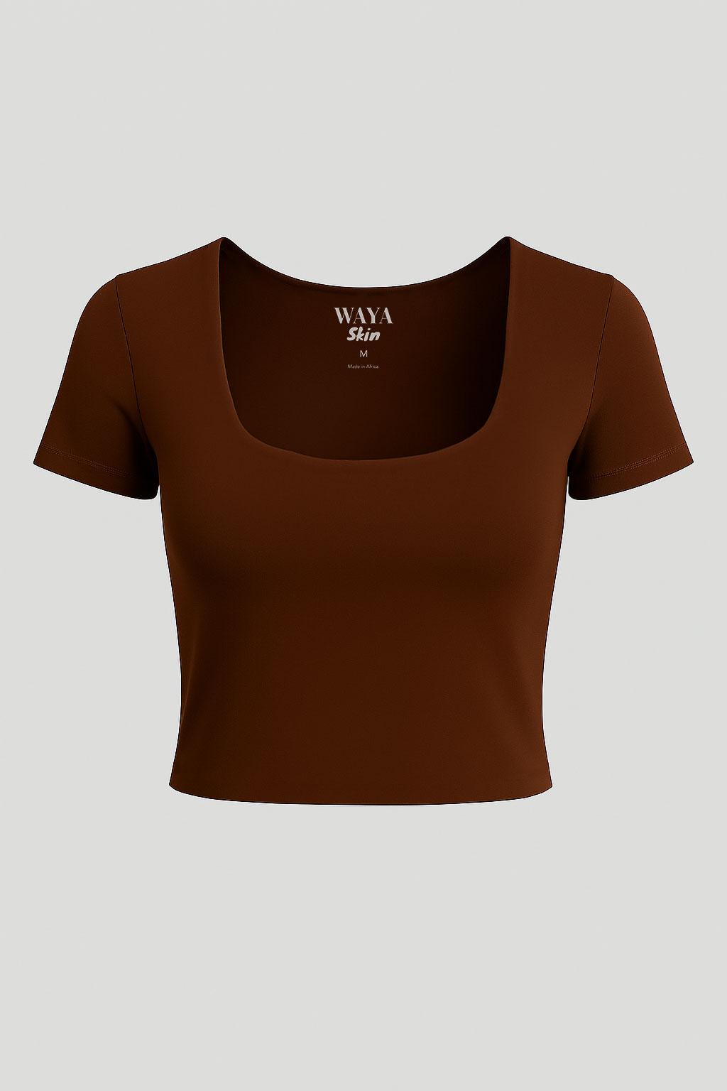 Basic Top Short Sleeve Low Neck in Black
