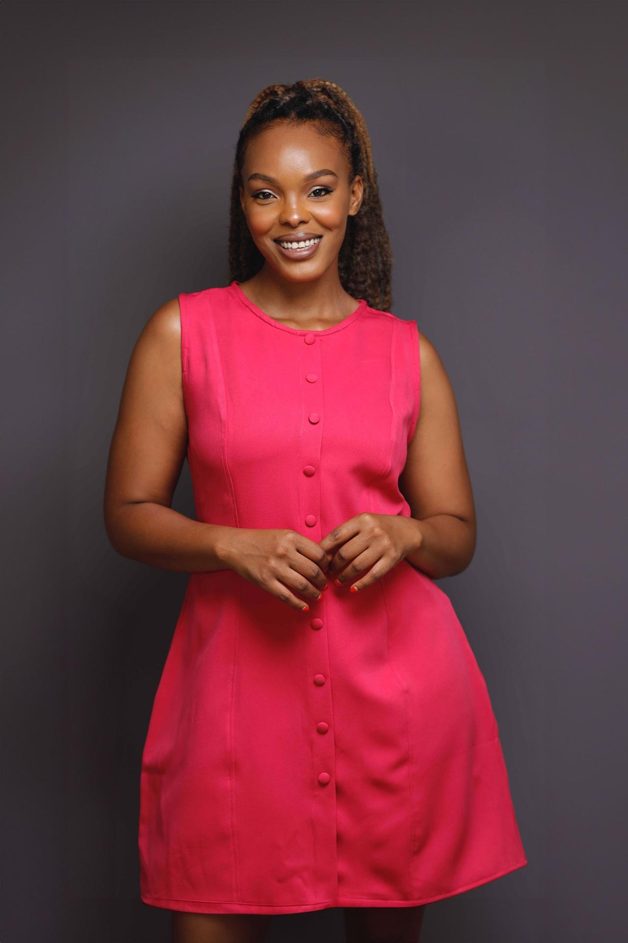 Short Button Dress in Pink