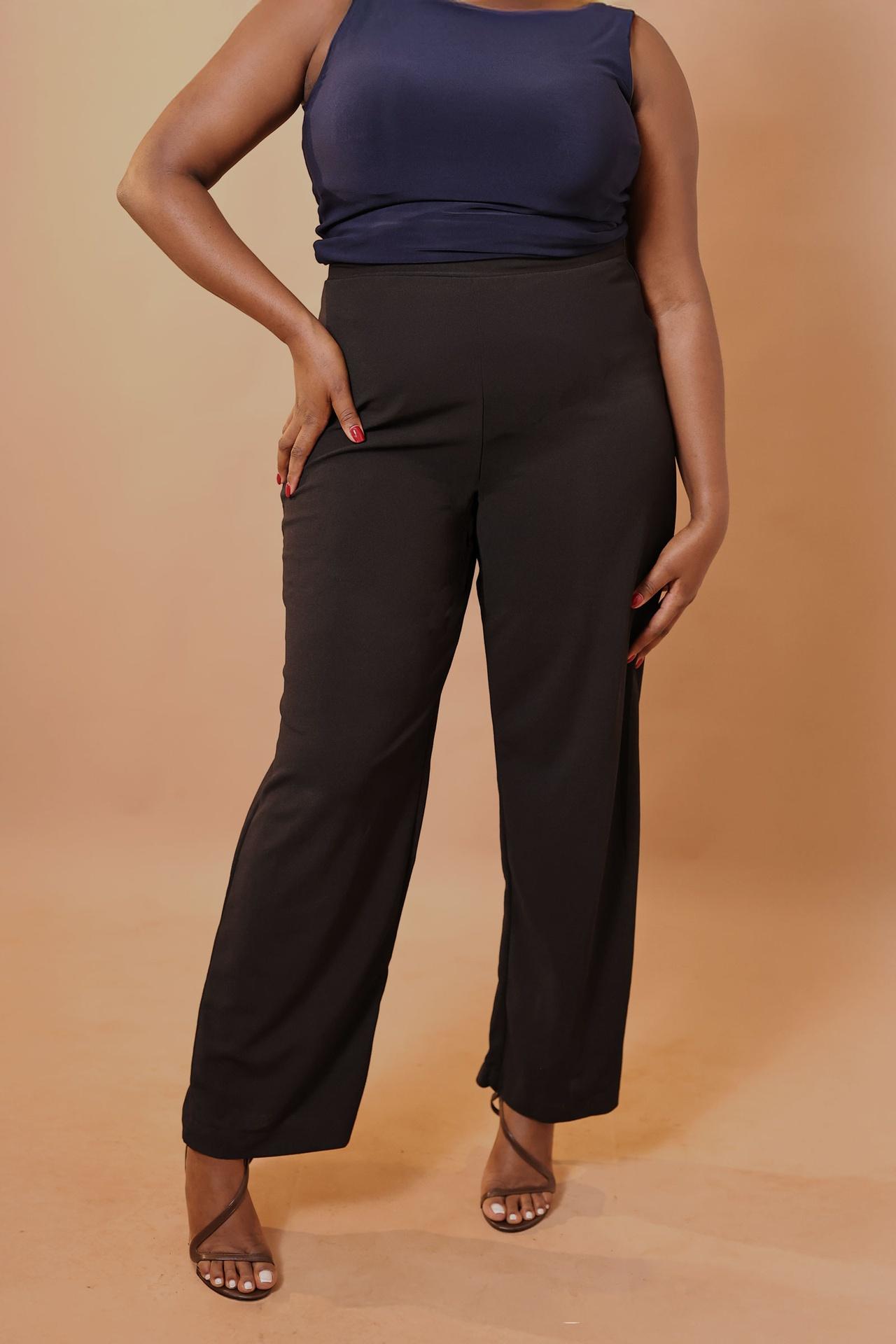 High Waist Stretchy Office Pants in Black