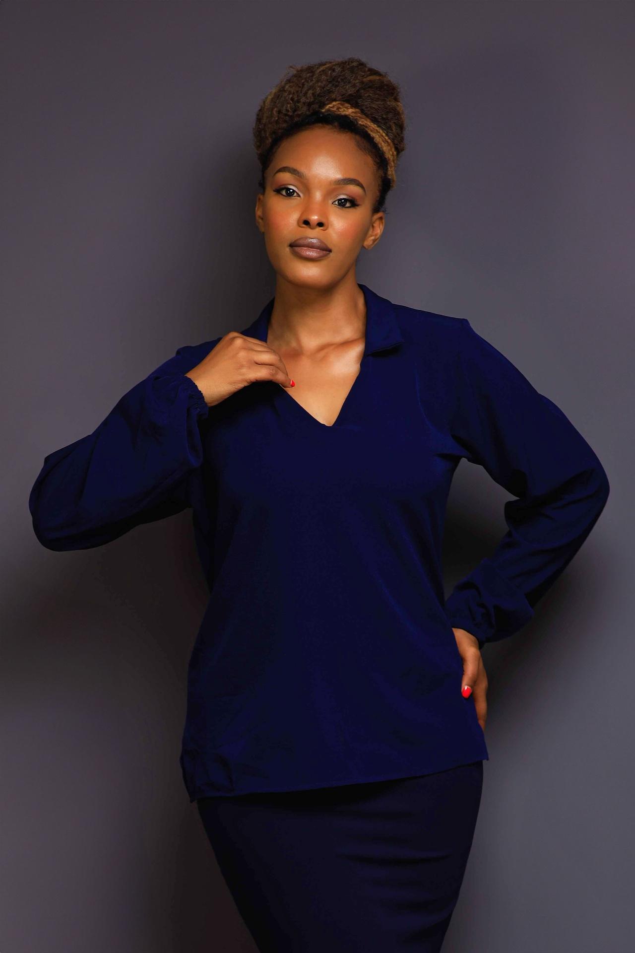Collared Office Blouse in Unknown