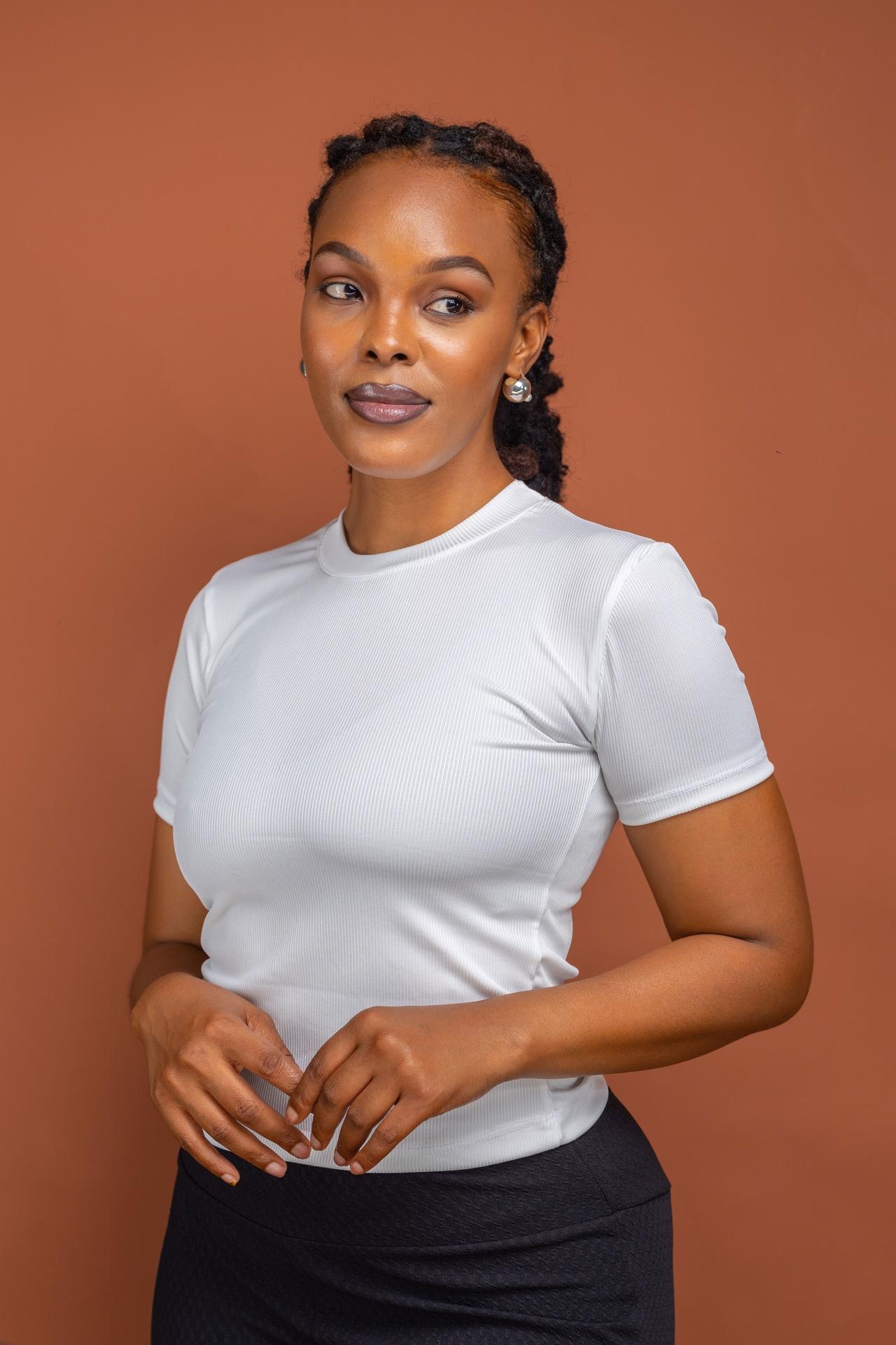 Ribbed Basic Top Short Sleeve in Unknown