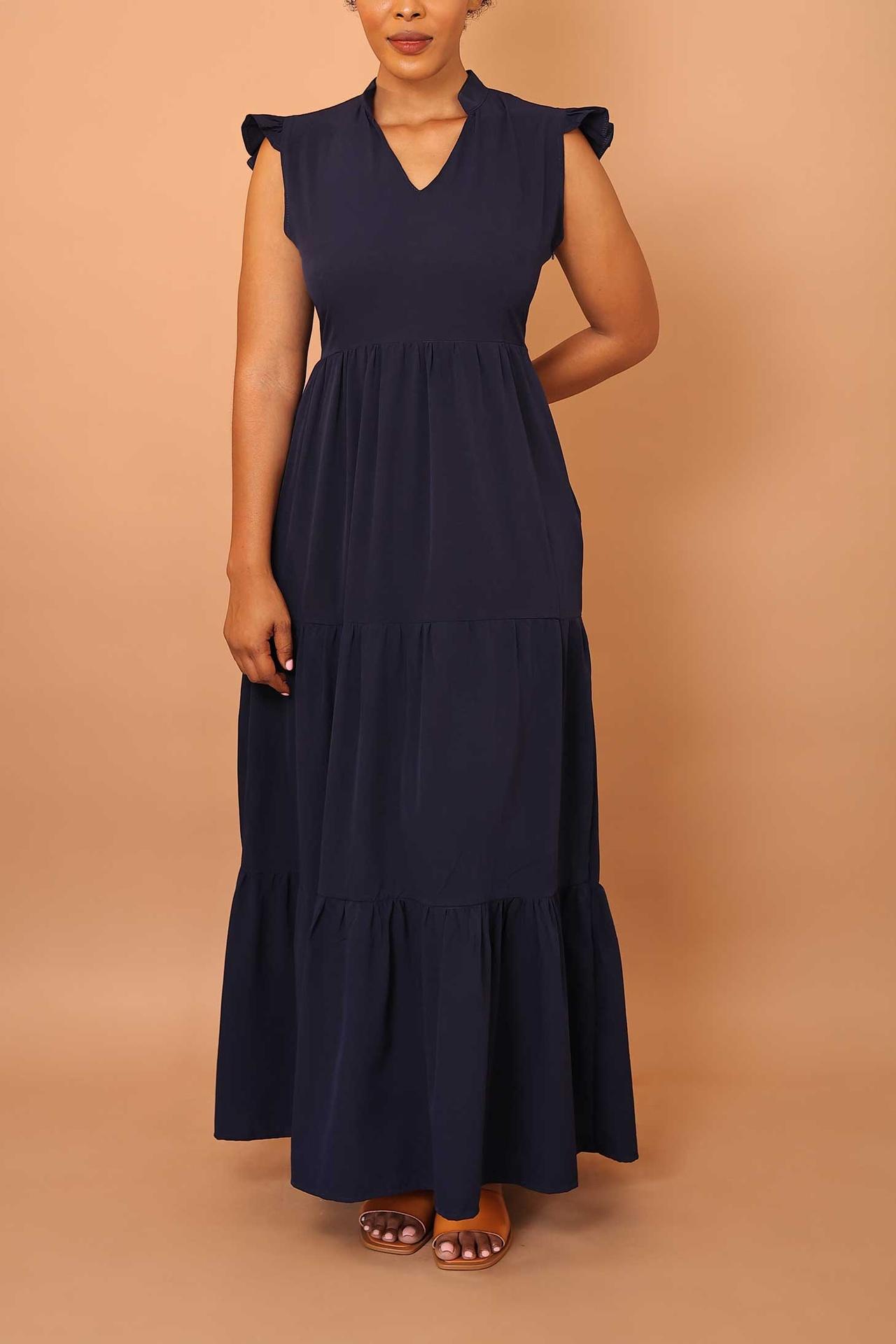 Spring Maxi Dress in Navy Blue