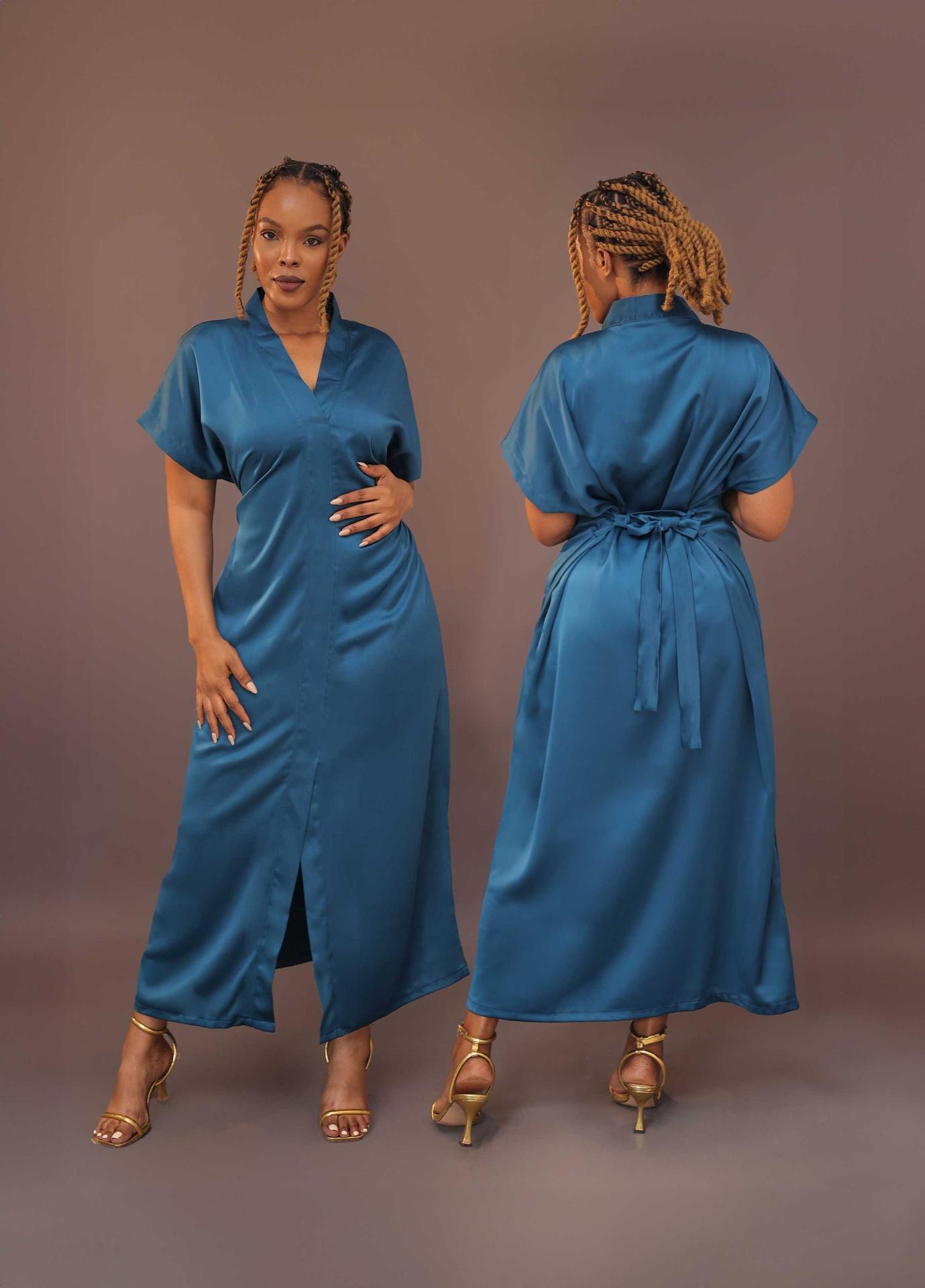 Kaftan Dress in Petrol Blue