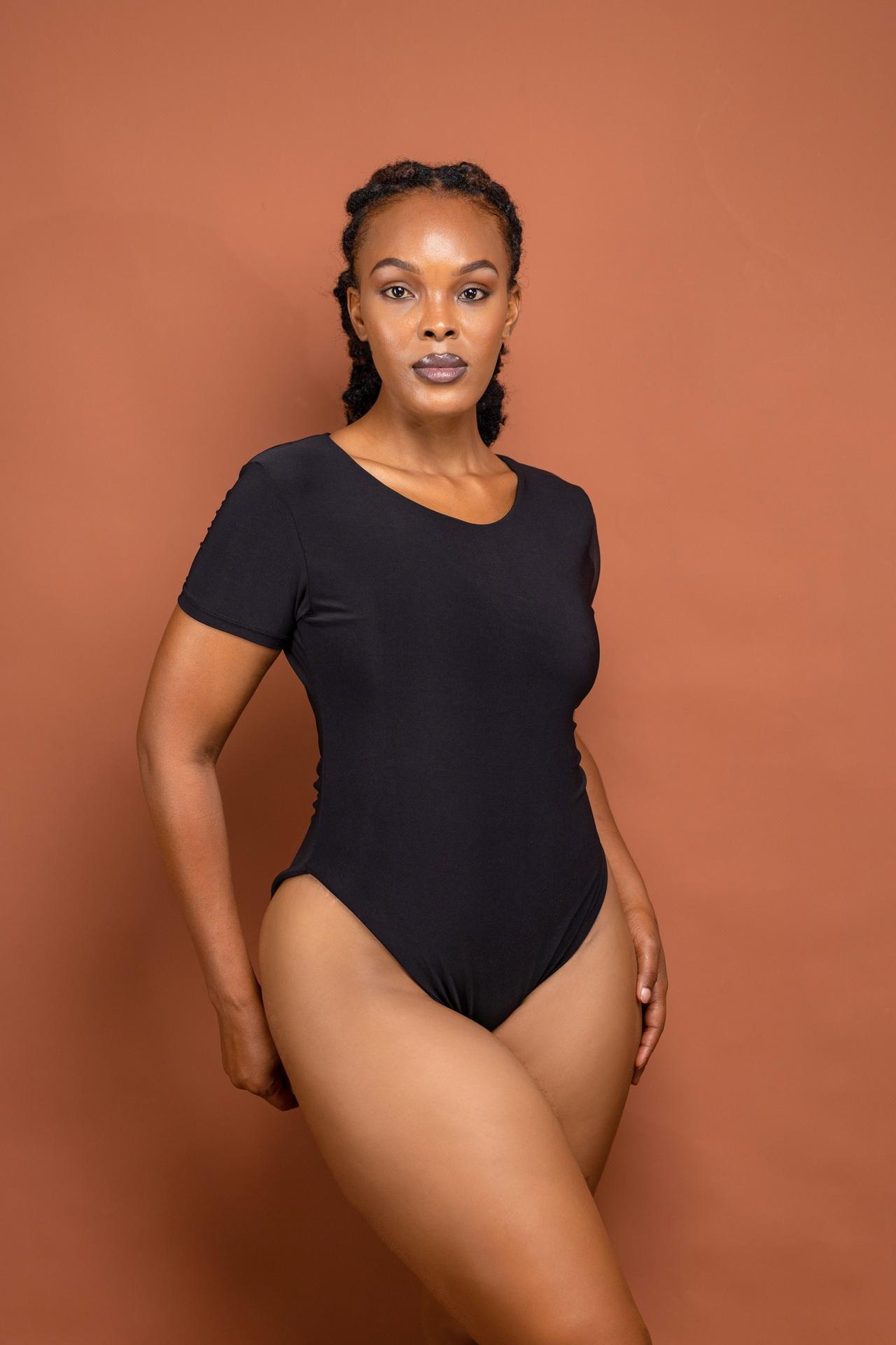 Bodysuit T-shirt Sleeve in Black
