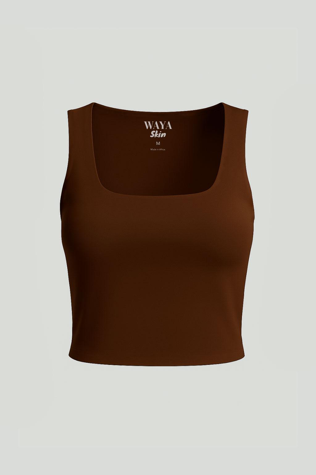 Basic Top Low Neck in Coffee Brown